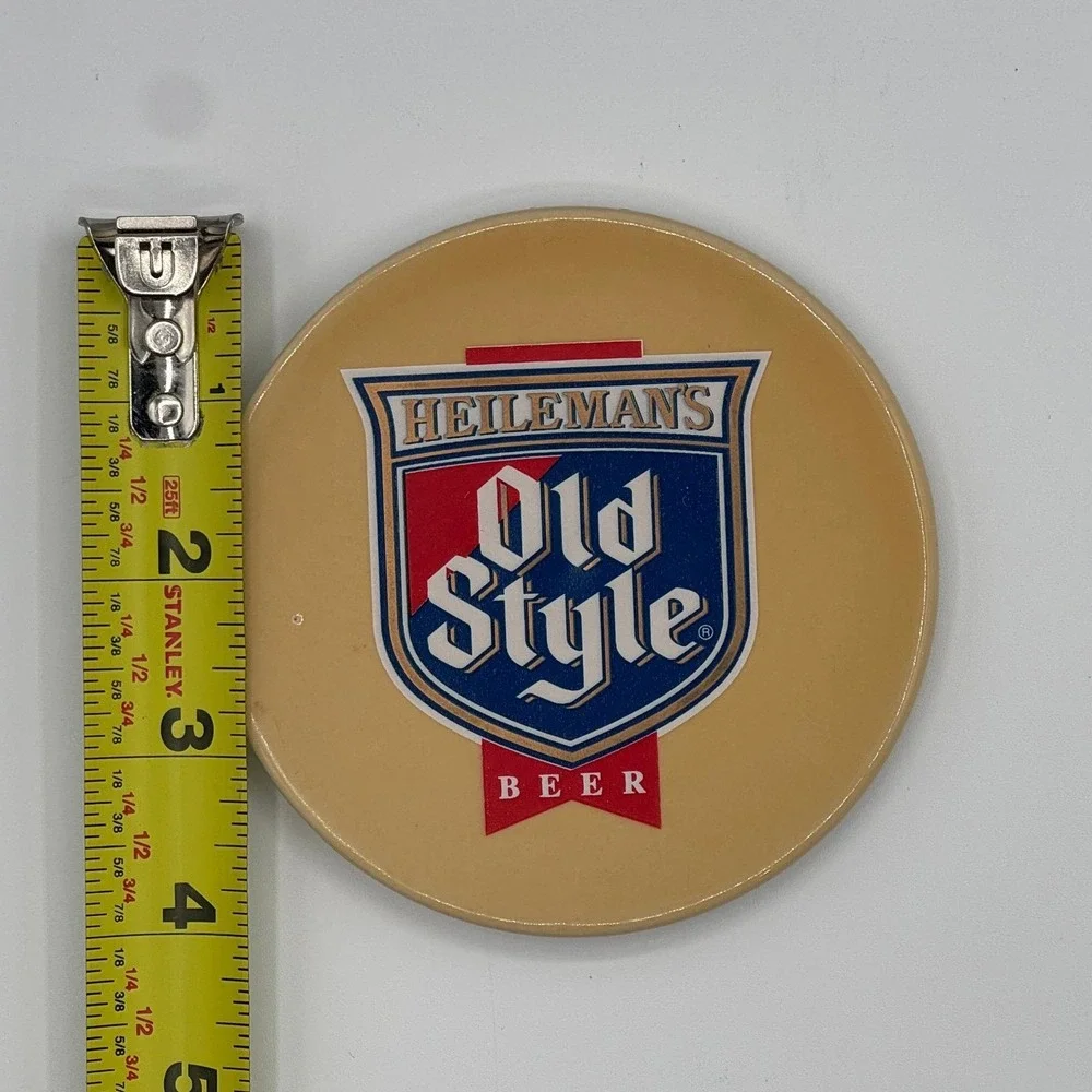 Vintage Heileman's Old Style‎ Beer Ceramic Coasters Magnets Set of 5 Tan 4 Inch